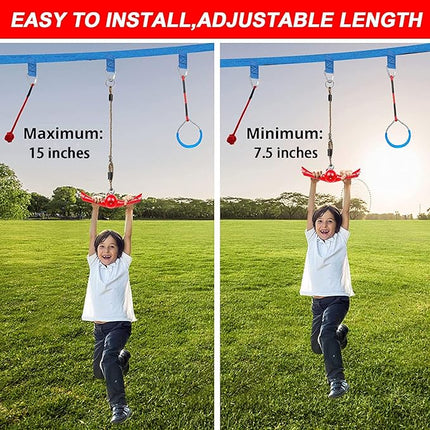 Ninja-Twister Swing Spins Set: Slackline Attachments - 360° Handle Twist-Spin Flips Toy Activate Ninja Powers Warrior Accessories Kids Hang Toys for Playground Backyard, Red