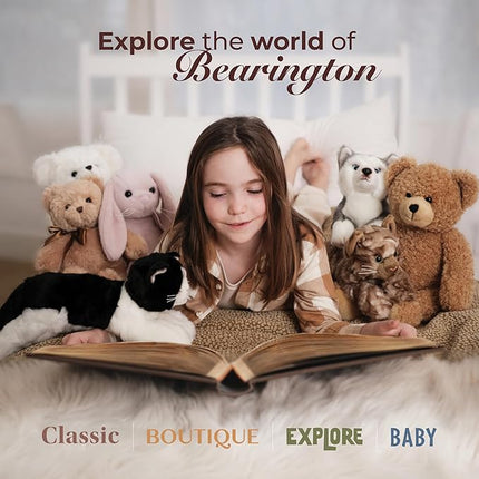 Bearington Tabby Stuffed Cat Animal - 15" Realistic Striped Orange Cat Stuffed Animal with Soft Fur and Floppy Body for Toddlers - Cuddly Kitten Plush Gift for Kids and Feline Lovers