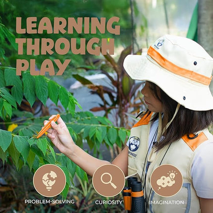 Kids Explorer Kit with Safari Vest, Hat & More - Kids Bug Catching Kit with Adventure Guide & Scavenger Hunt - Cute Dress-Up Zookeeper Costume & Safari Costume for 7-12 Year Old Boys Girls