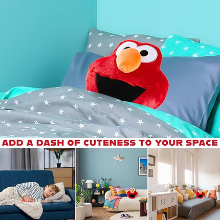 Sesame Street Elmo Plush Cushion Pillow, Soft Plush Throw Pillow Cushion Bedroom Decor Cuddle Plushies, Gifts for Girls, Teens, Women (Red Elmo, L12.4 x W12.2)