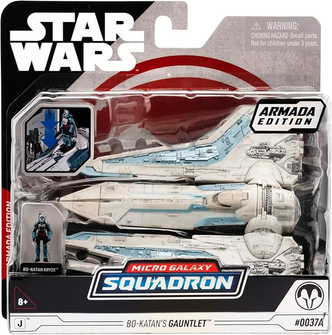 Star Wars Micro Galaxy Squadron Bo-Katan’s Gauntlet Fighter (Armada Edition) - 5-inch Vehicle with Rotating Wings and 1-Inch Micro Figure Accessory