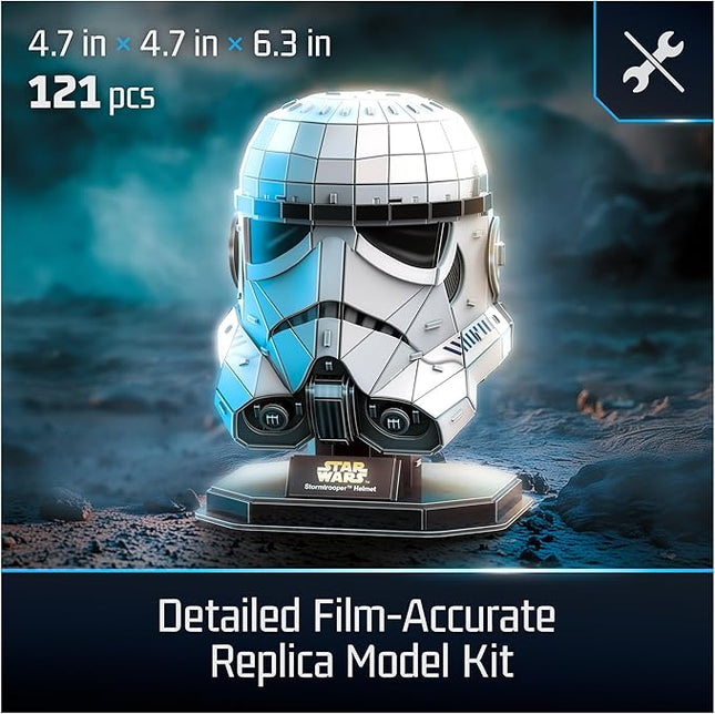 4D Build, Star Wars Stormtrooper Helmet 3D Model Kit with Stand, Star Wars Collectibles & Desk Décor, Adult Puzzles, Building Toys, 121 Pieces, 3D Puzzles, Gift Ideas for Ages 12 & Up