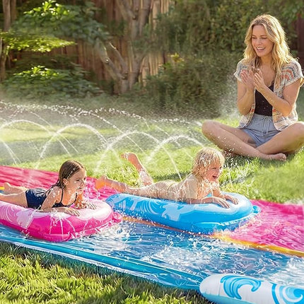 JOYIN 32.5FT Water Slide and 2 Inflatable Boards, Extra Long Heavy Duty Double Lawn Waterslide with Sprinkler for Kids Adults Backyard Summer Water Toy Outdoor Fun, Blue, Pink