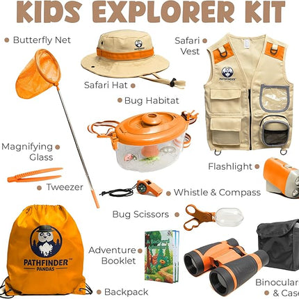 Kids Explorer Kit with Safari Vest, Hat & More - Kids Bug Catching Kit with Adventure Guide & Scavenger Hunt - Cute Dress-Up Zookeeper Costume & Safari Costume for 7-12 Year Old Boys Girls