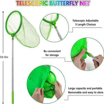 INNOCHEER Kids Explorer Kit & Bug Catcher Kit & Safari Costume Kit, Outdoor Exploration Set with Hat, Vest, Butterfly Net and Bugs Book for Boys Girls 3-12 Years Old (Camouflage Green)