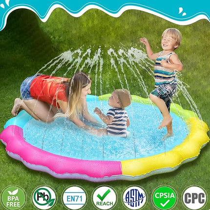 Jasonwell Splash Pad Sprinkler for Kids Splash Play Mat Outdoor Water Toys Inflatable Splash Pad Baby Toddler Pool Boys Girls Children Outside Backyard Dog Sprinkler Pool Age 1 2 3 4 5 6 7 8 9 M