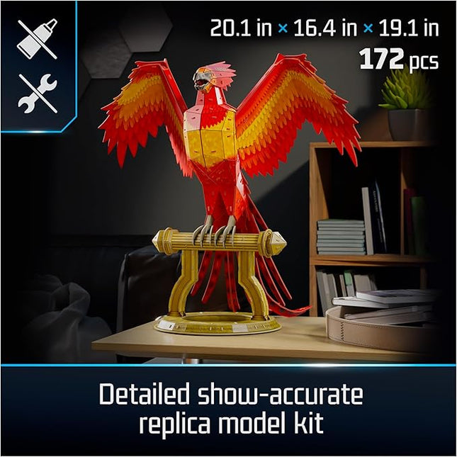 4D Build, Harry Potter Fawkes Phoenix 3D Model Kit with Stand, Harry Potter Collectibles & Desk Décor, Adult Puzzle, Building Toys, 172 Pieces, 3D Puzzles, Gift Ideas for Ages 12 & Up