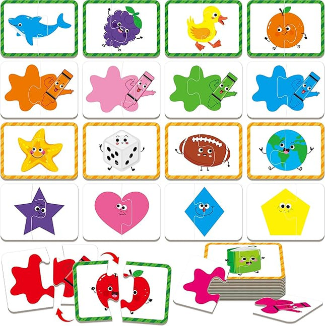 24 Set Color & Shape Puzzles, Self-Correcting Puzzle Matching Game Educational Hands-on Activities for Toddlers, Kindergarten, First Learning Learning Games Toys for 3 Years Old