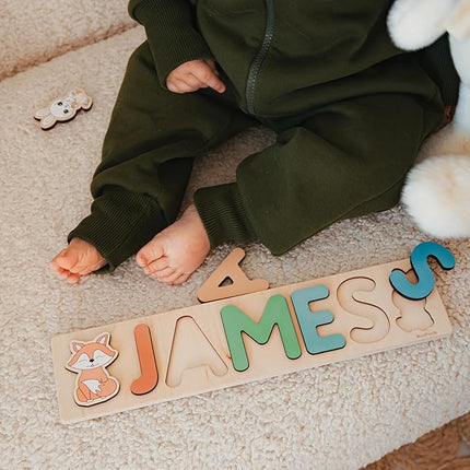 Personalized Name Puzzle Montessori Toys Nursery Decor Customized Puzzle Educational Toy for a 1 Year Old Gifts Kids Name Sign for Nursery Easter Present for Baby (Minty)