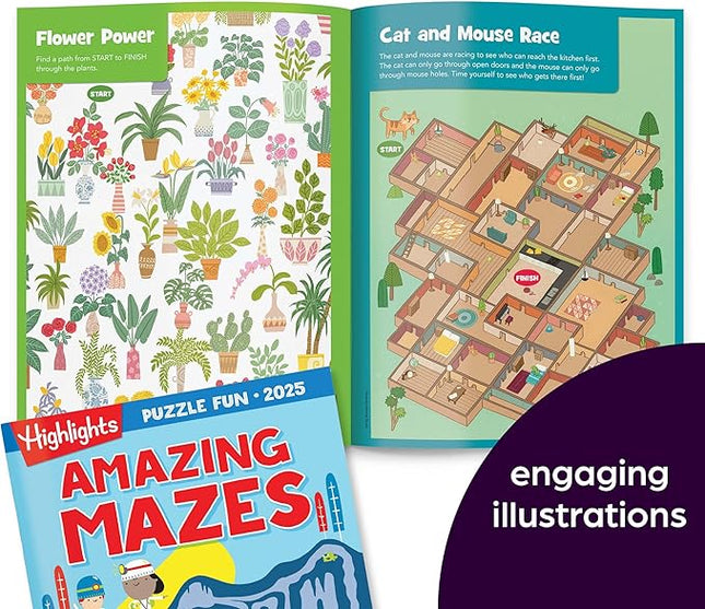 Highlights for Children Puzzle Fun 2025 Books for Kids Ages 6 and Up, 4-Book Set of Brain Teasers, Mazes, Word Puzzles and More Travel-Friendly Screen Free Kids Puzzles