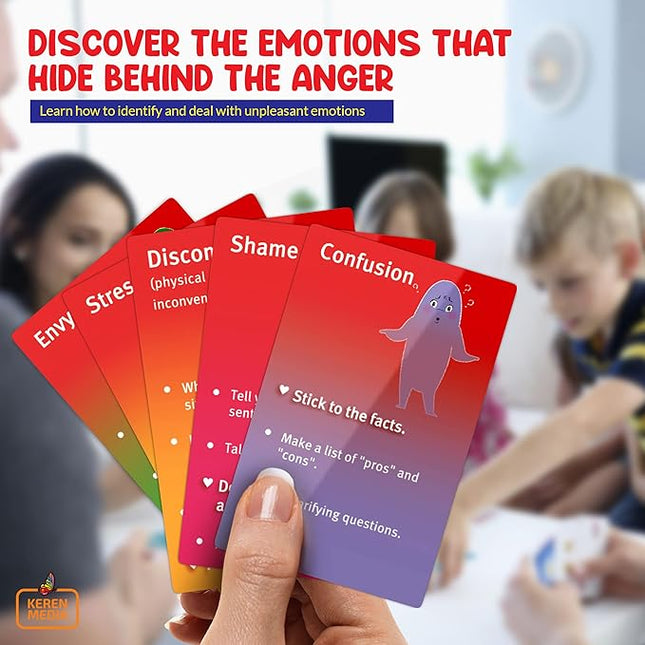 Behind The Anger Card Game | Family Therapy Games for Teens & Kids 6+ | Anger Management for Teens | CBT Games for Counseling Emotional Regulation and Impulse Control | A Simple Go Fish Card Game