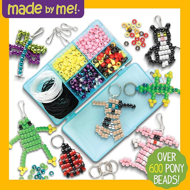 Made By Me Create Your Own Bead Pets by Horizon Group USA, Includes Over 600 Pony Beads, 6 Key Rings, Storage Box & Much More