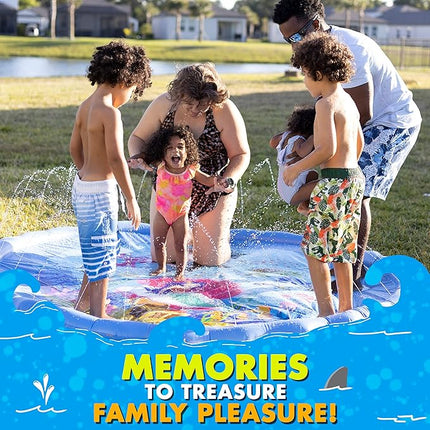 SplashEZ 89’’ Extra Large Splash Pad for Kids & Dogs Great Outdoor Toys for Toddlers 1-3 & Kids Ages 4-8, Baby Pool for Backyard Sprinkler, Pool Plastic Dog Water Summer Toys