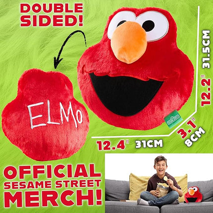 Sesame Street Elmo Plush Cushion Pillow, Soft Plush Throw Pillow Cushion Bedroom Decor Cuddle Plushies, Gifts for Girls, Teens, Women (Red Elmo, L12.4 x W12.2)