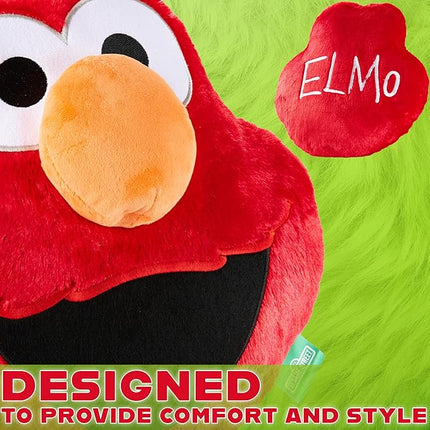 Sesame Street Elmo Plush Cushion Pillow, Soft Plush Throw Pillow Cushion Bedroom Decor Cuddle Plushies, Gifts for Girls, Teens, Women (Red Elmo, L12.4 x W12.2)