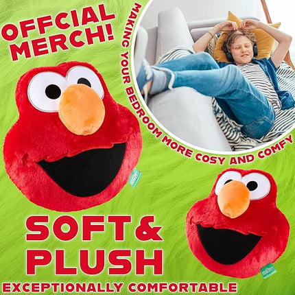 Sesame Street Elmo Plush Cushion Pillow, Soft Plush Throw Pillow Cushion Bedroom Decor Cuddle Plushies, Gifts for Girls, Teens, Women (Red Elmo, L12.4 x W12.2)