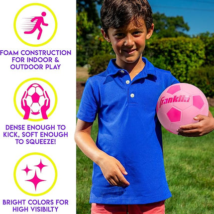 Franklin Sports Kids Foam Soccer Ball - Mini Soft Foam Youth Soccer Ball - Indoor + Outdoor Toy Soccer Ball for Kids - Probrite 6.5" Mini Foam Ball - Soft Backyard + Practice Toy Ball - Pink