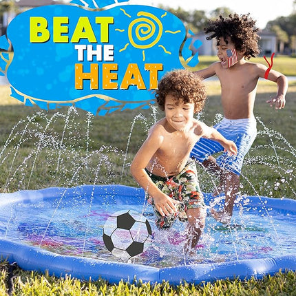 SplashEZ 89’’ Extra Large Splash Pad for Kids & Dogs Great Outdoor Toys for Toddlers 1-3 & Kids Ages 4-8, Baby Pool for Backyard Sprinkler, Pool Plastic Dog Water Summer Toys