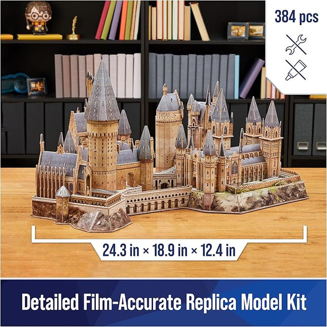 4D Build, Harry Potter Deluxe Hogwarts Castle 3D Model Kit with Tower & Great Hall, Harry Potter Collectibles & Desk Decor, Building Toys, 384 Pieces, 3D Puzzles, Gift Ideas for Ages 12 & Up