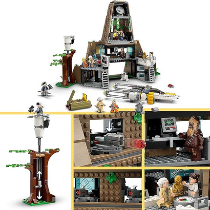 Lego 75365 Star Wars Yavin 4 Rebel Base with 10 Minifigures Including Luke Skywalker, Princess Leia, Chewbacca and 2 Droid Figures, Y-Wing Starfighter and Command Room of A New Hope
