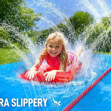 JAMBO 30FT x 8FT XXL MEGA Water Slide and 2 Bodyboard Updated Model– Extra Long Extra Wide Slip Splash and Slide for Kids, Heavy Duty Backyard Lawn Waterslide, Outdoor Water Toy, Splash Mat Splash Pad
