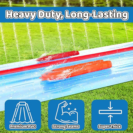 JAMBO 30FT x 8FT XXL MEGA Water Slide and 2 Bodyboard Updated Model– Extra Long Extra Wide Slip Splash and Slide for Kids, Heavy Duty Backyard Lawn Waterslide, Outdoor Water Toy, Splash Mat Splash Pad